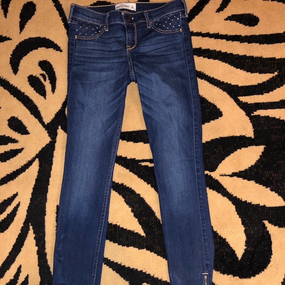 Abercrombie Kids jeans with zippers and stones
